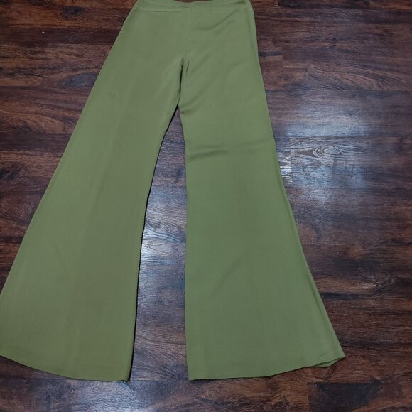 Vintage Tracy Reese Midrise Flat Front Flare Leg Y2K Trouser Pants Light Green - Picture 7 of 15